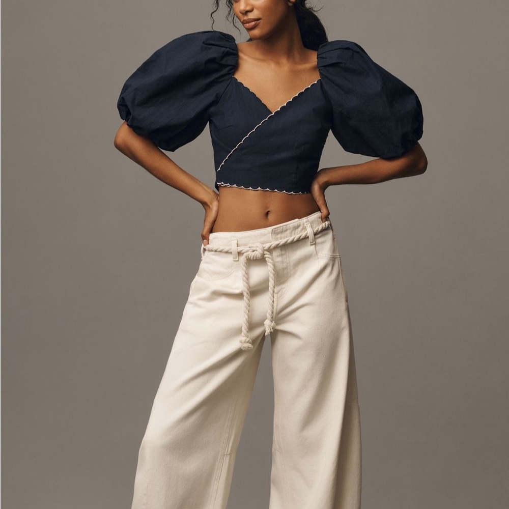Mare Puff Sleeve linen wrap blouse - Picture 3 of 11